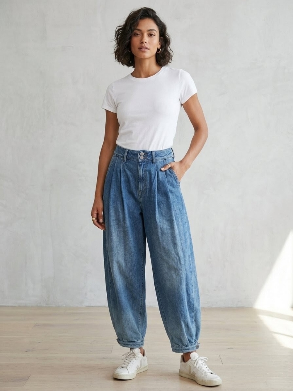 Pilcro Anthropologie High Rise Pleated Balloon Barrel Jeans 27